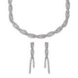 Silberfarbenes Modeschmuckset, Halskette und Ohrringe