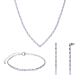 Silberfarbenes Modeschmuckset, Halskette und Ohrringe, DU