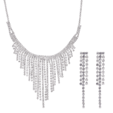 Silberfarbenes Modeschmuckset, Halskette und Ohrringe