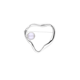 Zilverkleurige bijoux broche met parel