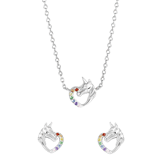 Zilveren set unicorn regenboog