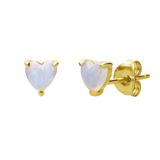 Ohrringe aus 585er Gelbgold, Herz, Opal