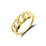 14 karaat geelgouden ring met gourmet schakel