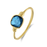 14 Karat Gelbgoldring mit London Blue Topas