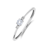 14 Karaat witgouden ring diamant 0,175ct blauwe topaz