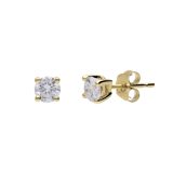 14 karaat geelgouden solitair oorbellen met lab grown diamant 0,40ct. 