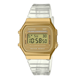 Casio Armbanduhr im Retrolook, Transparant/ Golden, A168XESG-9AEF