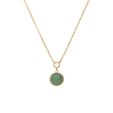 Stainless steel goldplated ketting met hanger met groene aventurijn voor dames