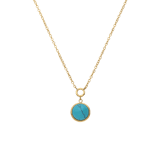 Stainless steel goldplated ketting met hanger met turquoise voor dames
