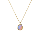 Halskette aus Edelstahl, vergoldet, mit Opal, oval