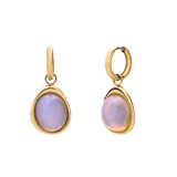 Ohrringe aus Edelstahl, vergoldet, mit Opal, oval