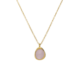 Stainless steel goldplated ketting met hanger met rozenkwarts voor dames