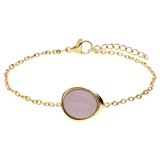 Armband aus Edelstahl, vergoldet, mit Rosenquarz, oval