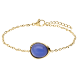 Stainless steel goldplated fantasiearmband met blue lace agaat voor dames