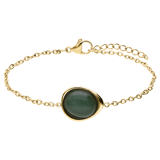 Armband aus Edelstahl, vergoldet, mit grünem Aventurin, oval