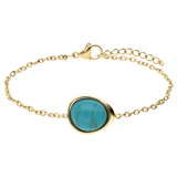 Stainless steel goldplated fantasiearmband met turquoise voor dames