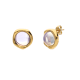 Stainless steel goldplated oorknoppen met opaal voor dames