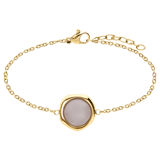 Stainless steel goldplated fantasiearmband met rozenkwarts voor dames