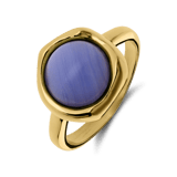 Ring, Edelstahl, vergoldet, mit blauem Spitzenachat
