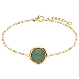 Stainless steel goldplated fantasiearmband met groene aventurijn voor dames