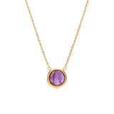 Halskette aus Edelstahl, vergoldet, mit Amethyst