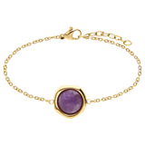Stainless steel goldplated fantasiearmband met amethyst voor dames