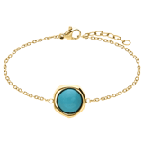 Stainless steel goldplated fantasiearmband met turquoise voor dames