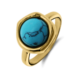 Ring, Edelstahl, vergoldet, mit Türkis