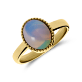 Stainless steel goldplated ring met opaal