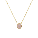 Stainless steel goldplated ketting met hanger met rozenkwarts voor dames