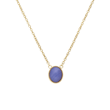 Stainless steel goldplated ketting met hanger met blue lace agaat voor dames