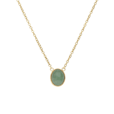 Stainless steel goldplated ketting met hanger met groene aventurijn voor dames
