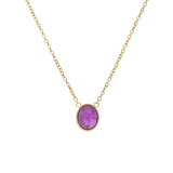Halskette aus Edelstahl, vergoldet, mit Amethyst
