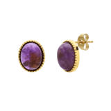 Stainless steel goldplated oorbellen met amethyst