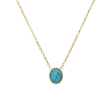 Stainless steel goldplated ketting met hanger met turquoise voor dames