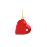 Stainless steel goldplated hanger hart met rood emaille voor dames