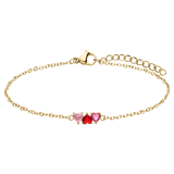 Armband aus Edelstahl, vergoldet, mit rotem Zirkonia, Herz