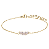 Armband aus Edelstahl, vergoldet, mit weißem Zirkonia, Herz