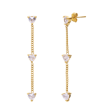 Stainless steel goldplated oorhangers met wit zirkonia hart voor dames