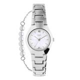 Regal damesset horloge en armband zilverkleurig