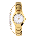 Regal damesset horloge en armband goudkleurig