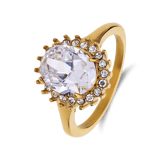 Stainless steel goldplated ring met zirkonia voor dames
