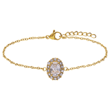 Stainless steel goldplated fantasiearmband met zirkonia voor dames