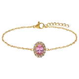 Armband im Vintage-Stil aus Edelstahl, vergoldet, mit rosa Zirkonia