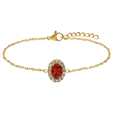 Armband im Vintage-Stil aus Edelstahl, vergoldet, mit rotem Zirkonia
