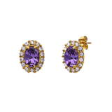 Stainless steel goldplated oorknoppen met zirkonia voor dames