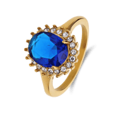 Ring im Vintage Stil aus Edelstahl, vergoldet, mit blauem Zirkonia