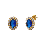 Ohrringe im Vintage-Stil aus Edelstahl, vergoldet, mit blauem Zirkonia