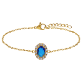 Armband im Vintage-Stil aus Edelstahl, vergoldet, mit blauem Zirkonia