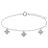 Armband, 925 Silber, mit Anhängern in blütenförmig